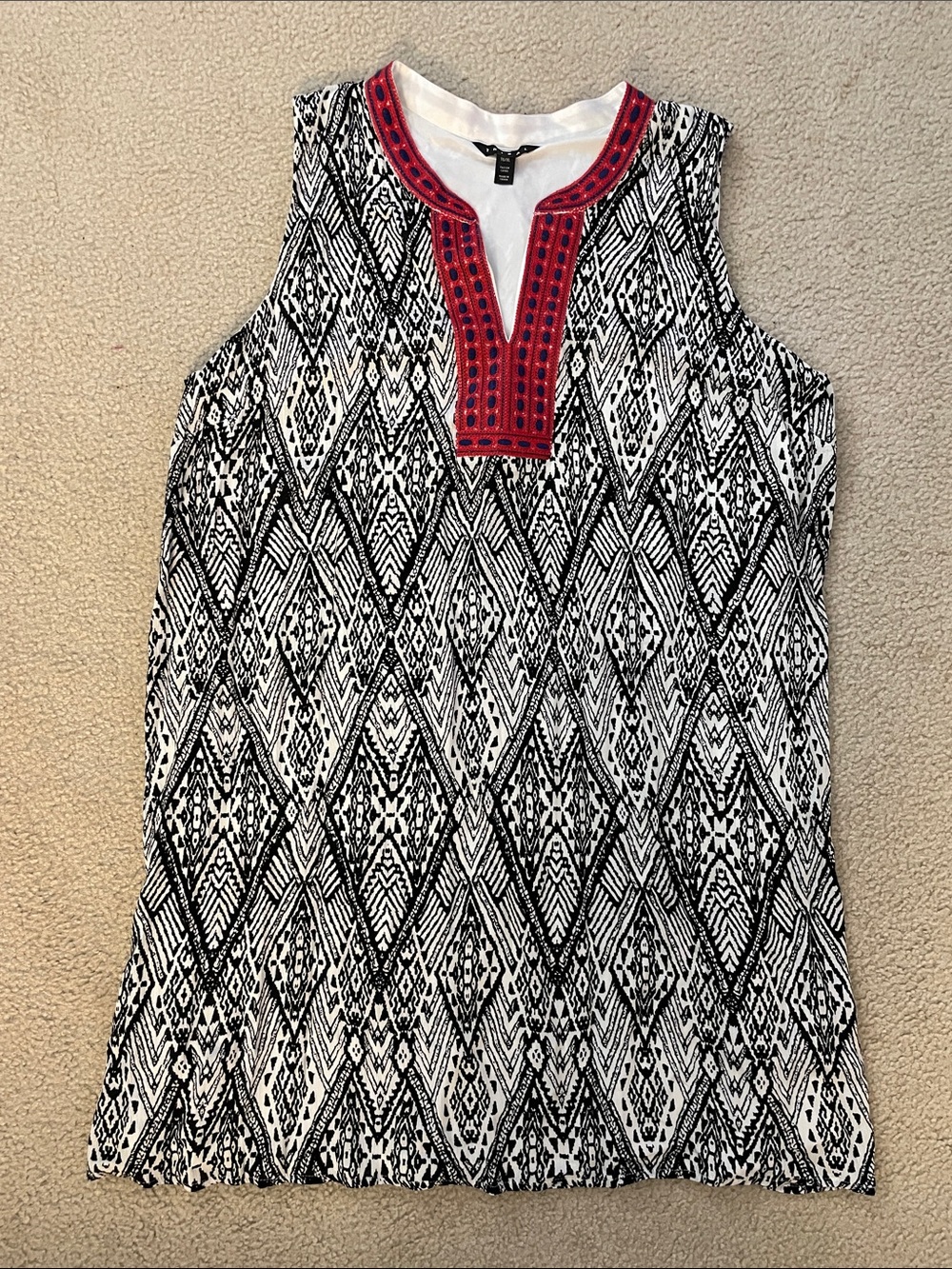 Tribal V-Neck Dress With Geometric Print, Size XL
